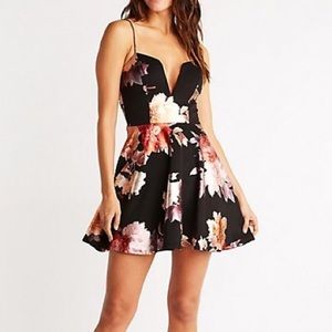 Charlotte Russe Black Floral A-Line Dress